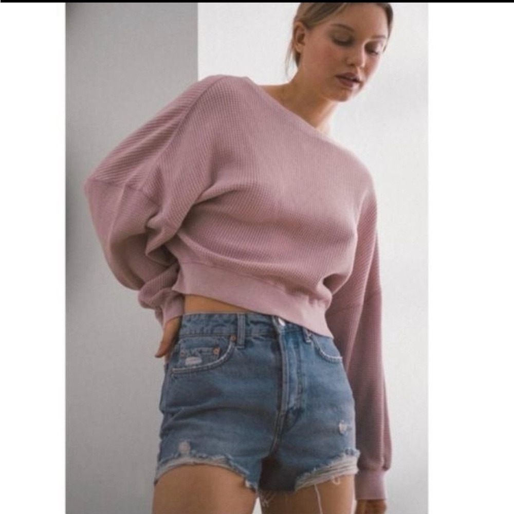 Urban Outfitters Out From Under Luciana Waffle Knit Thermal Long Sleeve Top Sz M